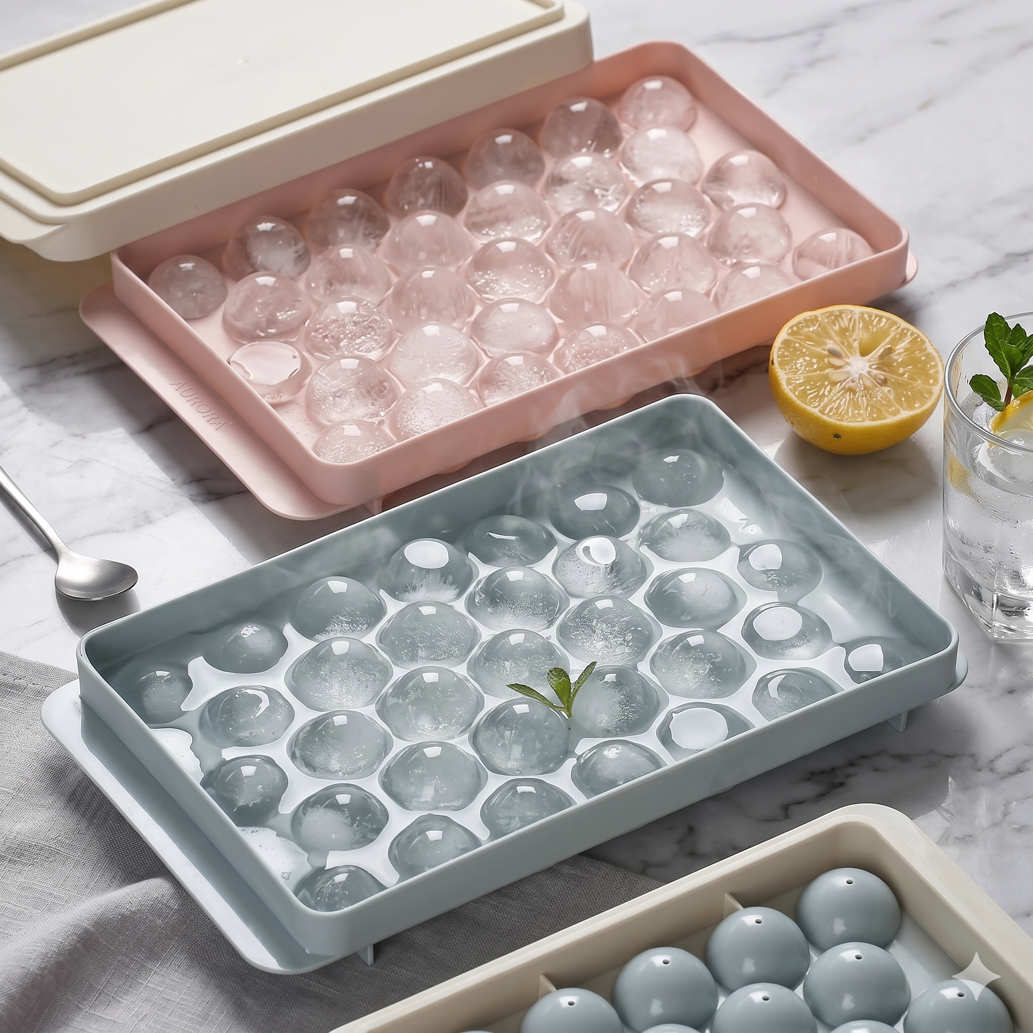 Round Ice Cube Trays for Freezer (Pack Of 2)