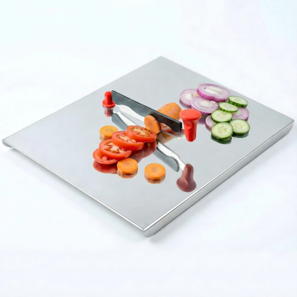 Stainless Steel Chopping Board with Built in Cutter
