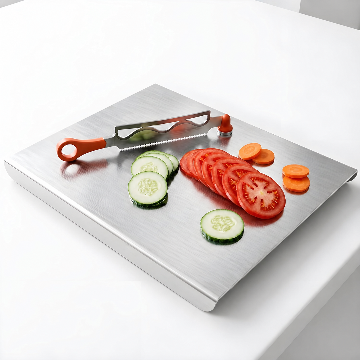 Stainless Steel Chopping Board with Built in Cutter