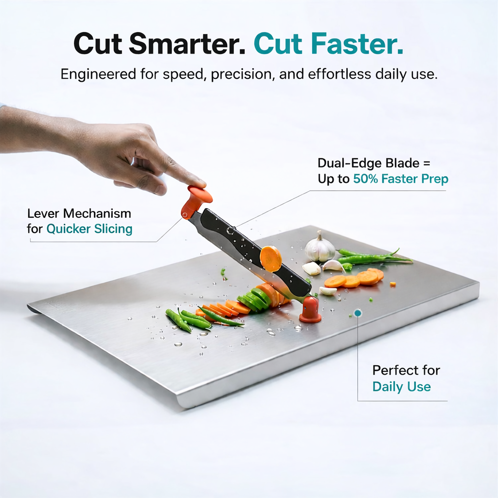 Stainless Steel Chopping Board with Built in Cutter