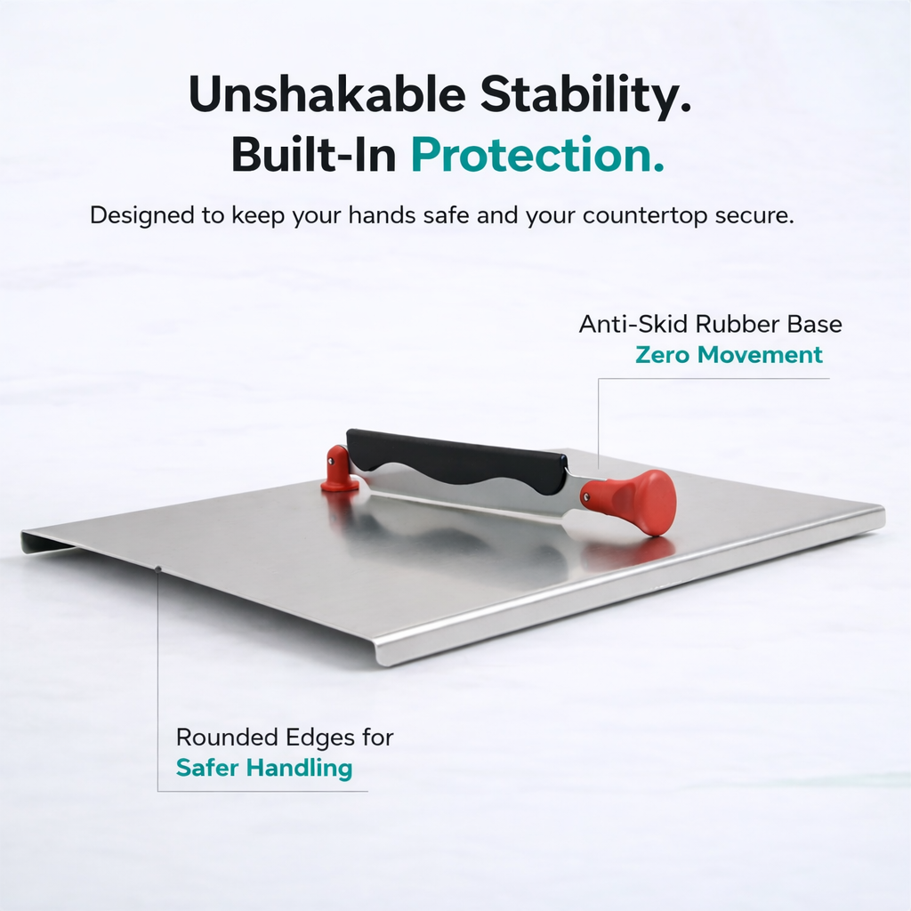 Stainless Steel Chopping Board with Built in Cutter