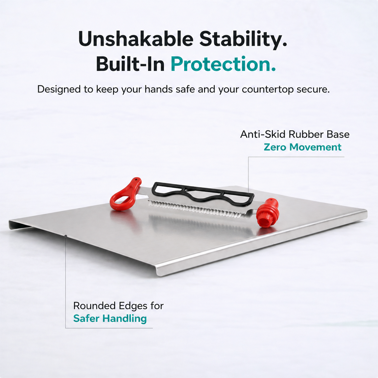 Stainless Steel Chopping Board with Built in Cutter