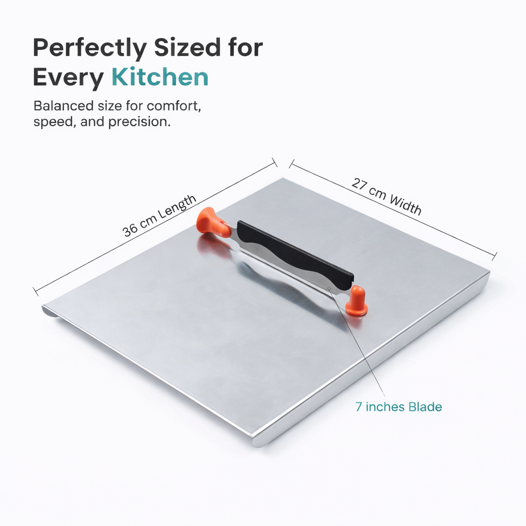 Stainless Steel Chopping Board with Built in Cutter