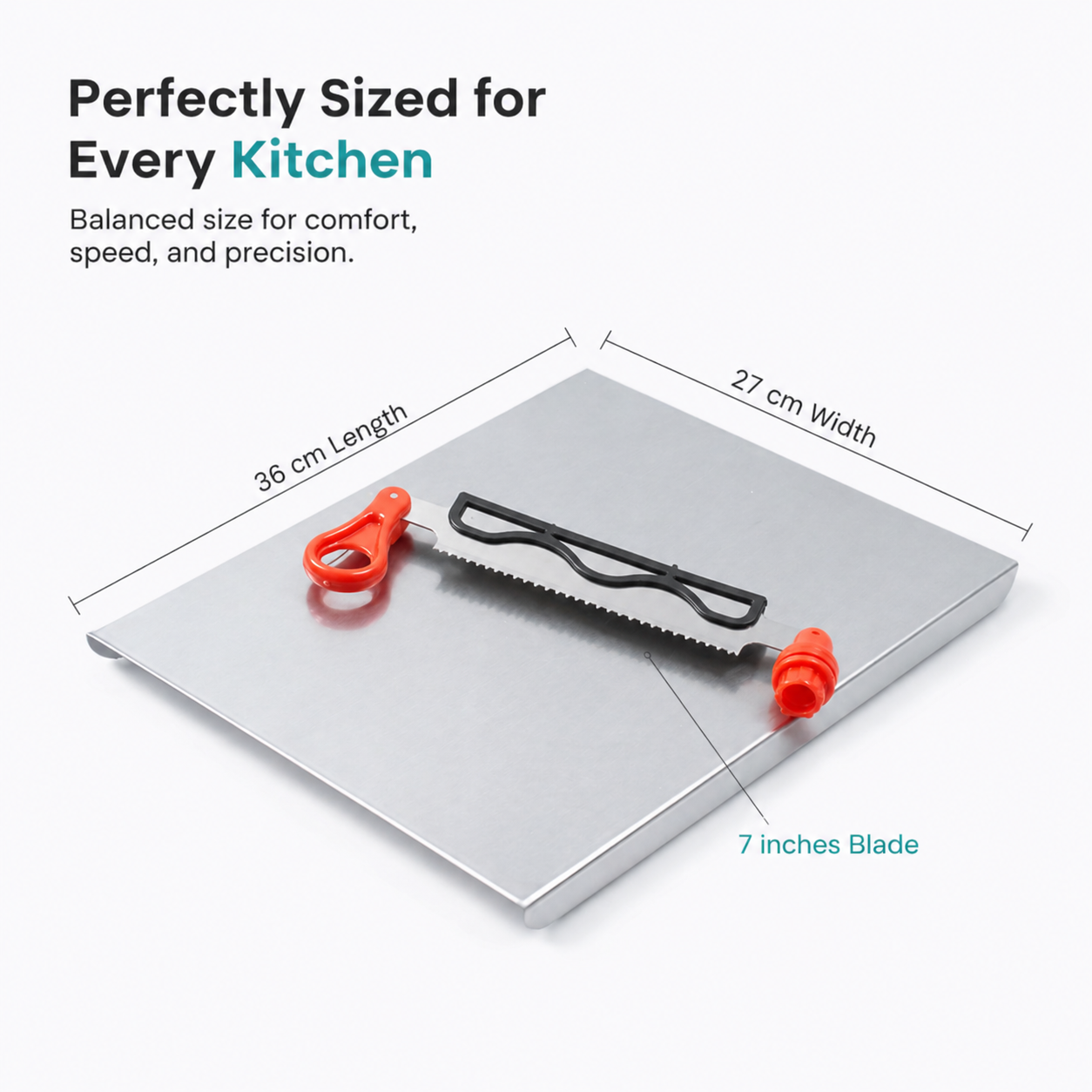 Stainless Steel Chopping Board with Built in Cutter